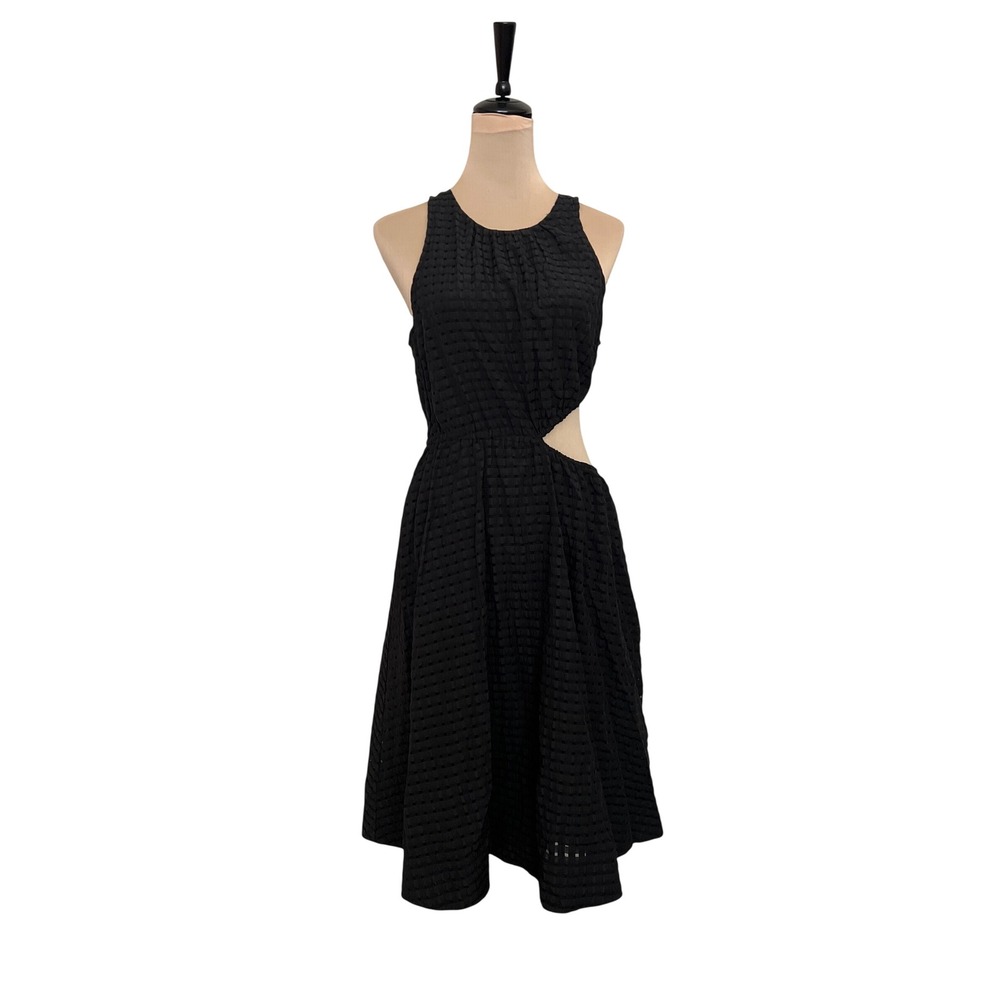 Maeve by Anthropologie Black Textured Cutout Midi Dress Size M